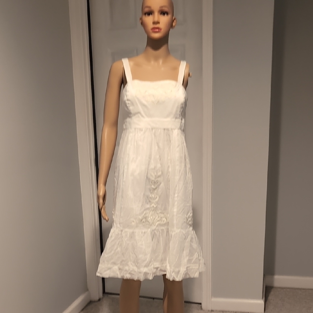 Vineyard Vines Cream Midi Sundress with Square Neckline
